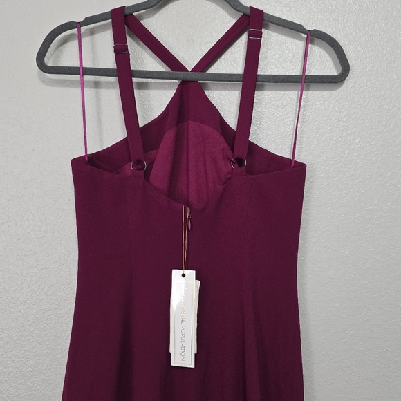 NWT Dress The Population Brianna Halter Mermaid Gown Magenta Maxi Dress - Picture 6 of 9